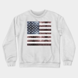 Rustic Red White Blue Faux Sparkles USA flag Crewneck Sweatshirt